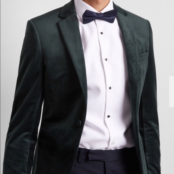Moss London Skinny Fit Velvet Dress Blazer - Picture 1 of 8